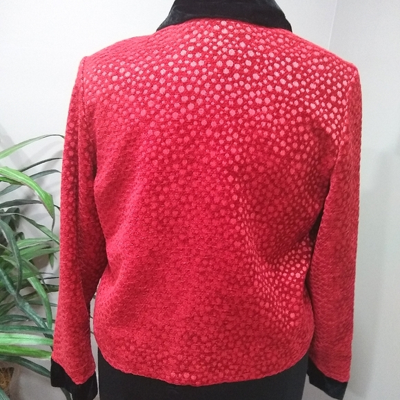 Taylor G  Red Velour Asian Flare Blazer - Picture 13 of 16